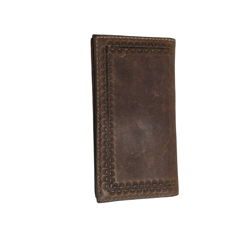 CODY JAMES Bifold Distressed Leather Wallet Tooled Pattern Western Rodeo